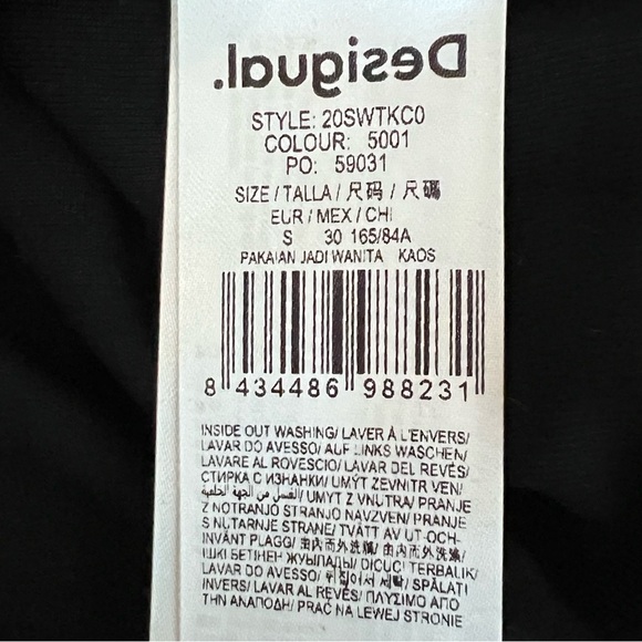 Desigual Women’s Sheer Mesh Top with Printed Design & Rhinestones Lined Fits S-M - Picture 9 of 11